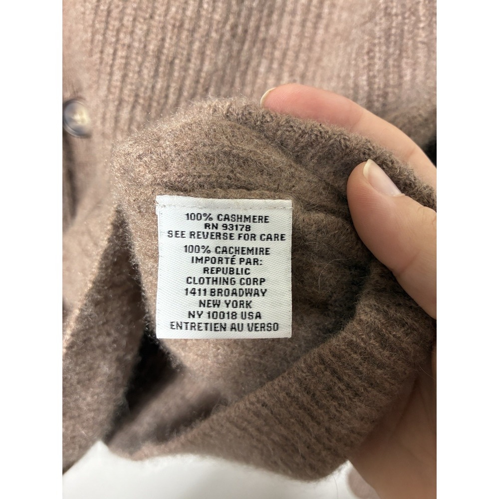 magaschoni 100% cashmere Button Front Cardigan Sz L Brown Soft Quite Luxury - Picture 3 of 7
